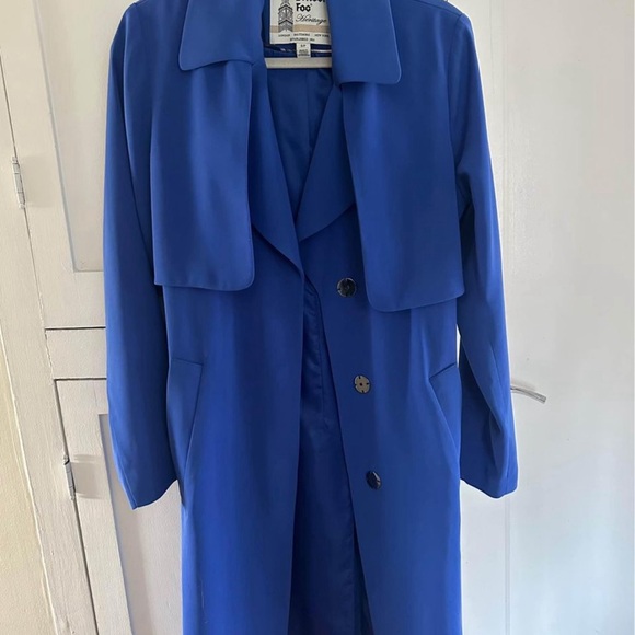New Blue London Fog Trench Coat - Picture 2 of 4